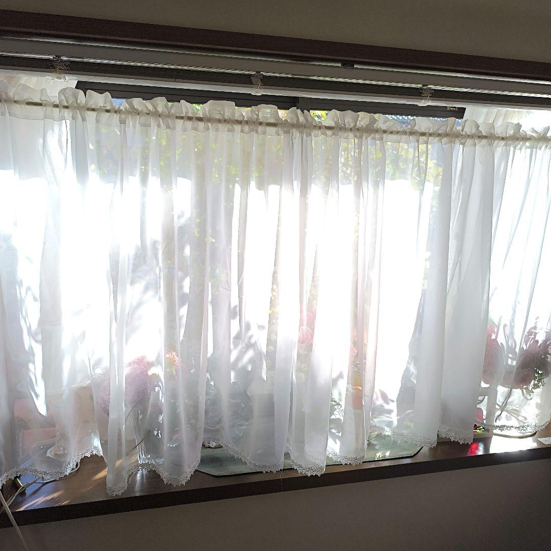 カフェカーテン【クッキー様オーダー品　ボイル＆ケミカルレース】ハンドメイド