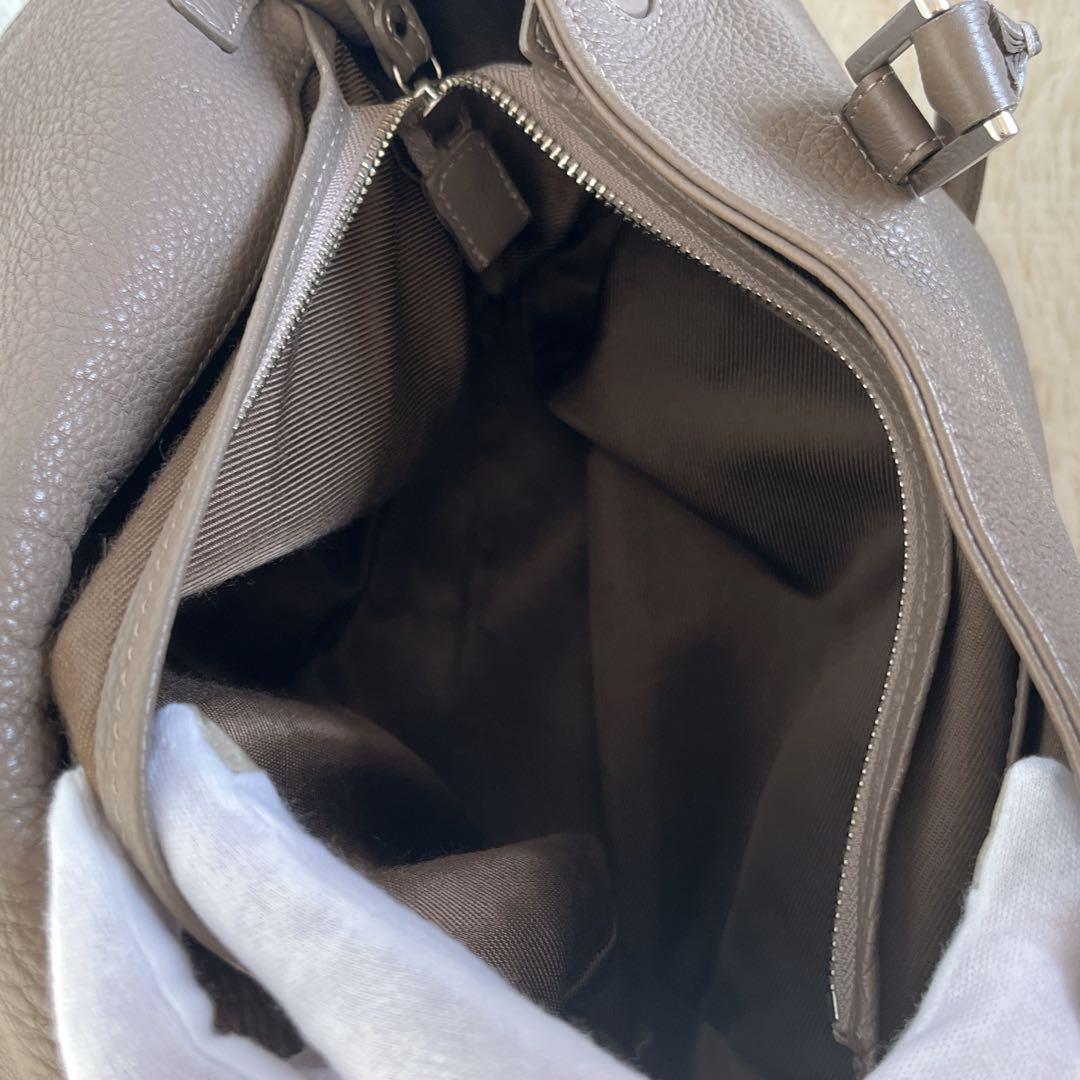 NAGATANI ハンドバッグ　シボレザー　グレージュ　フラップ