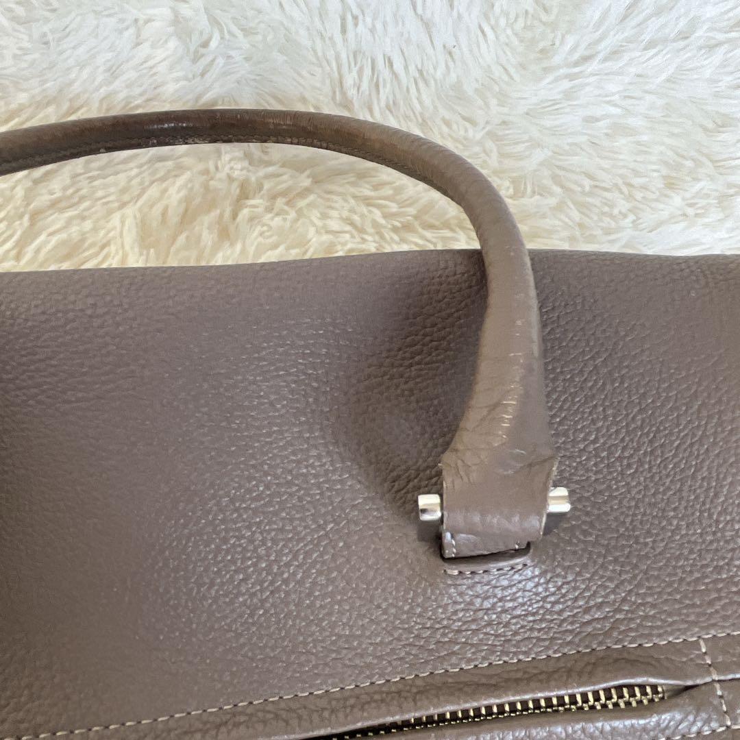 NAGATANI ハンドバッグ　シボレザー　グレージュ　フラップ