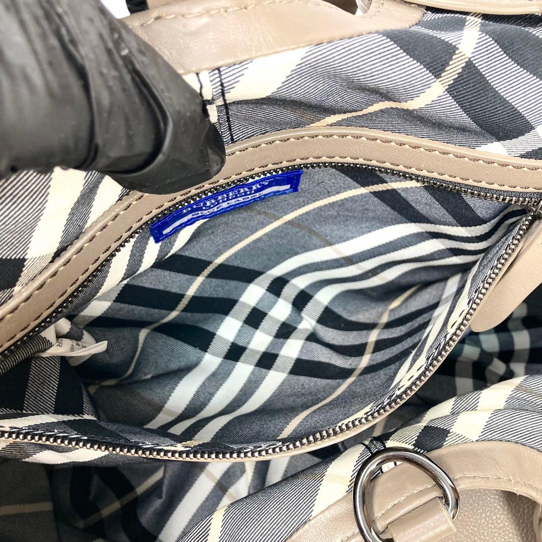 バーバリーブルーレーベル ホーボー ショルダーバッグ グレージュ レザー