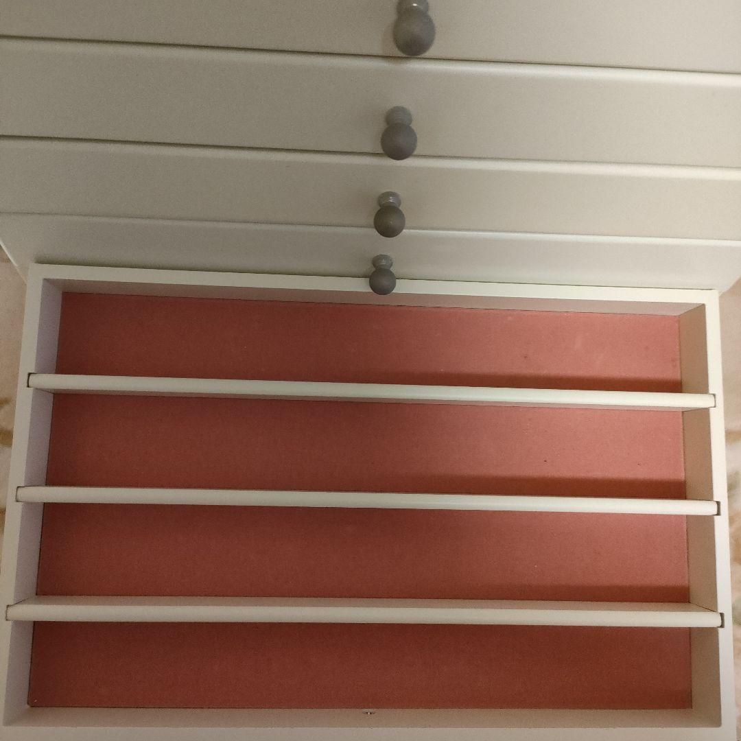 アクセサリーボックス　木製　引き出し7段プラス上段あり　白　ホワイト