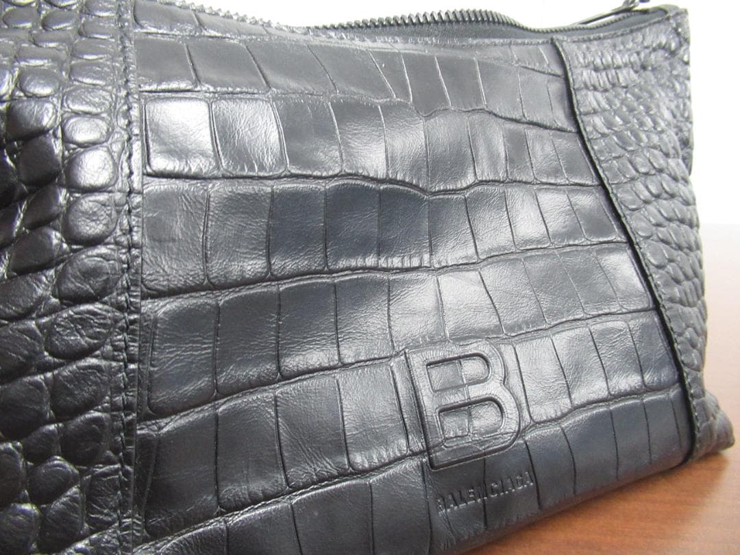 未使用 BALENCIAGA バレンシアガ ショルダーバッグ クロコ型押しレザー