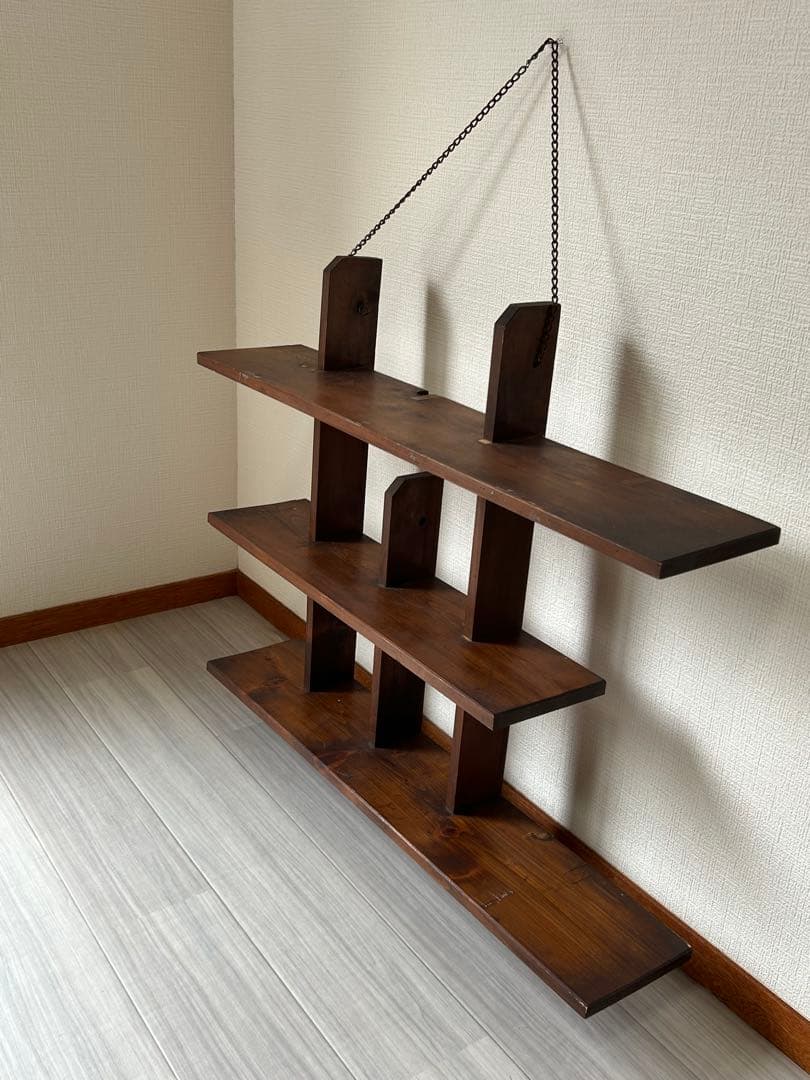 ヴィンテージ　木製飾り棚　ウォールシェルフ　壁掛け　アンティーク　古道具　レトロ