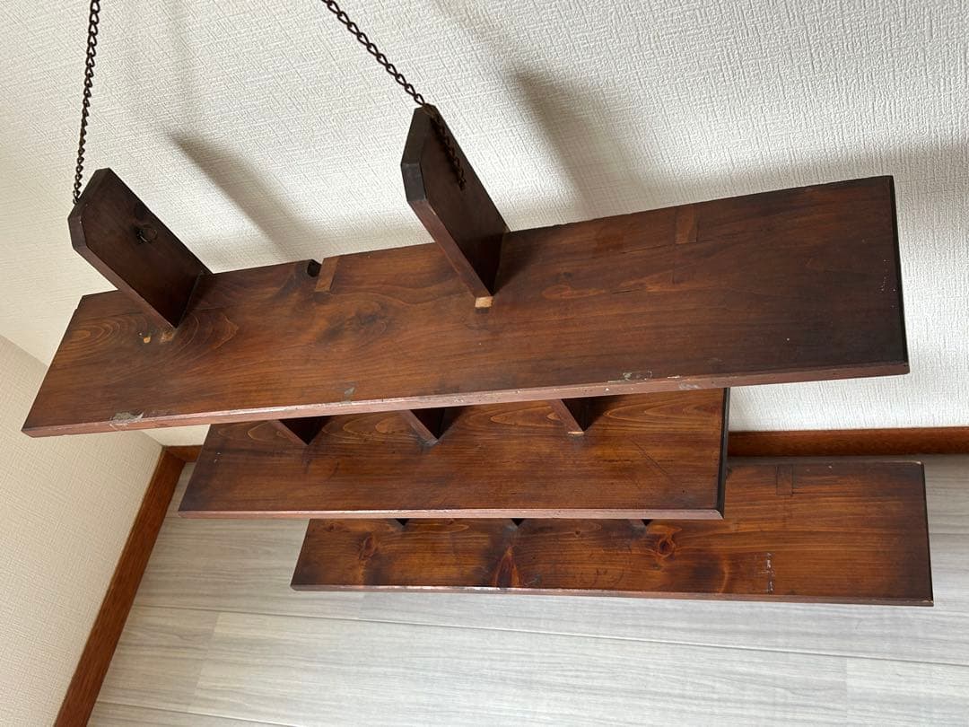 ヴィンテージ　木製飾り棚　ウォールシェルフ　壁掛け　アンティーク　古道具　レトロ