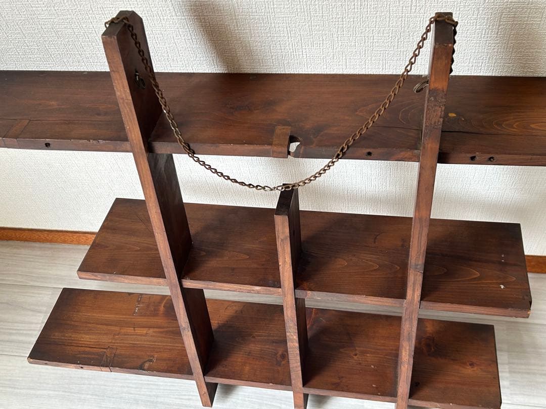 ヴィンテージ　木製飾り棚　ウォールシェルフ　壁掛け　アンティーク　古道具　レトロ