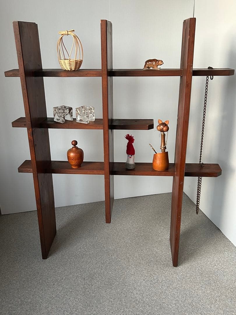 ヴィンテージ　木製飾り棚　ウォールシェルフ　壁掛け　アンティーク　古道具　レトロ