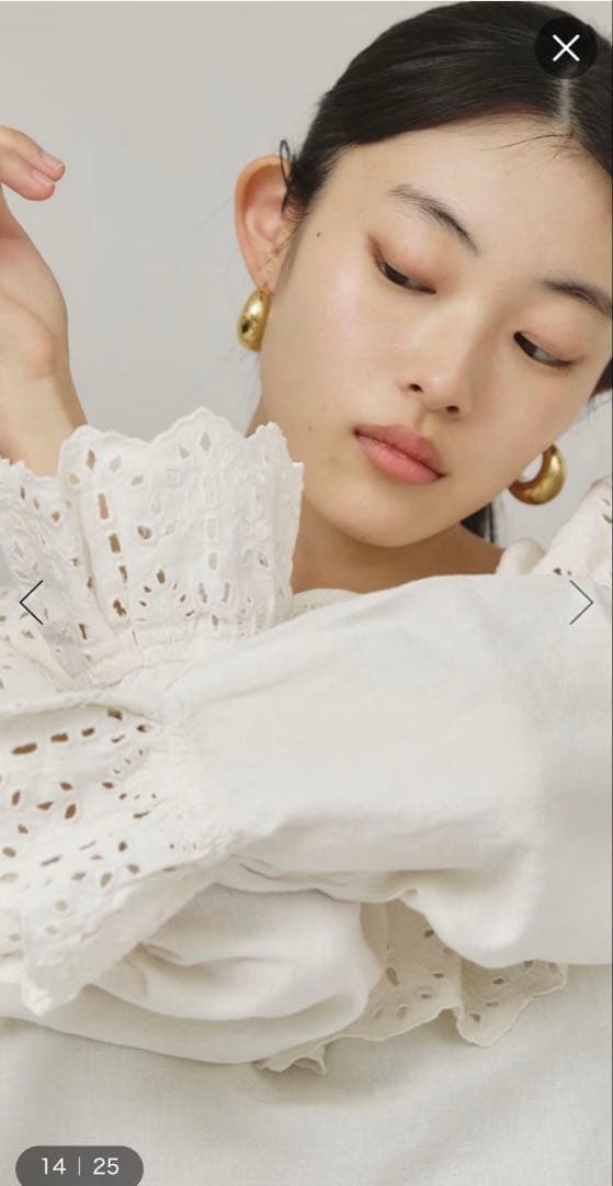 Curensology コットンリネンカットワークブラウス