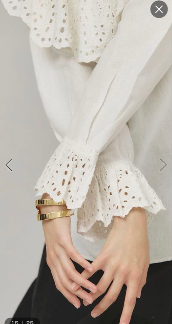 Curensology コットンリネンカットワークブラウス