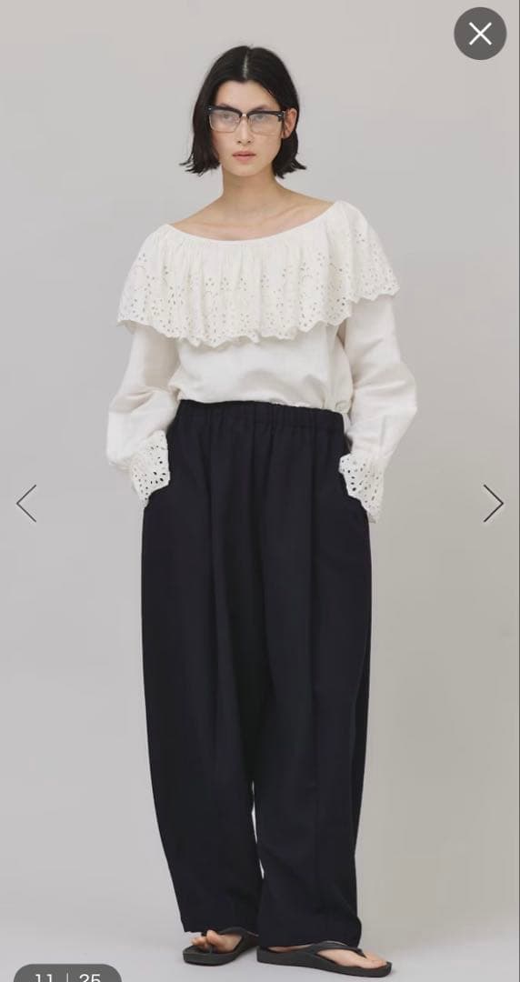 Curensology コットンリネンカットワークブラウス