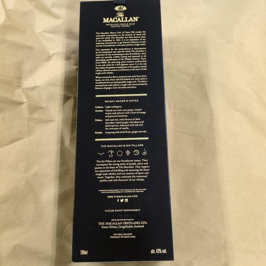 ウイスキー The Macallan 18 Year Old Sherry Oak