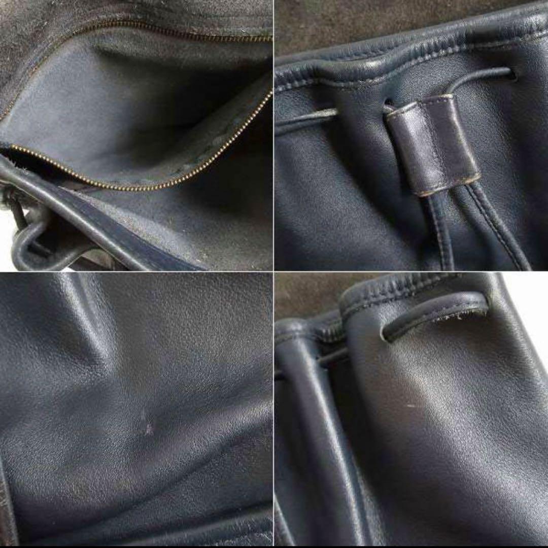 USA製 COACHオールドコーチ フラップタイプ レザーショルダーバッグ 紺系