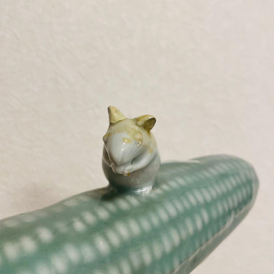 トウモロコシ型陶器置物 リス付き