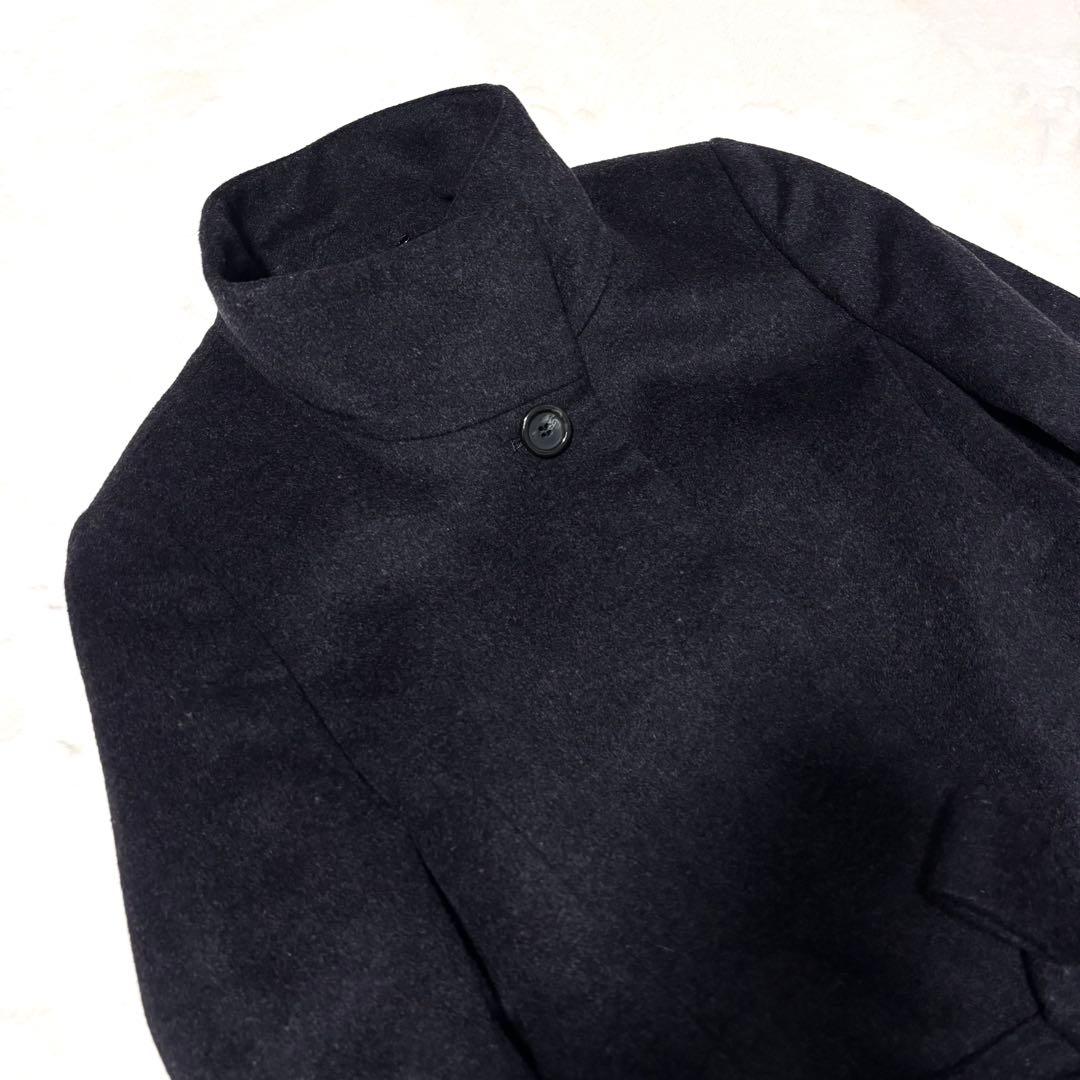 23区 ロングコート ウール アンゴラ ベルト Aライン 黒 40 ステンカラー