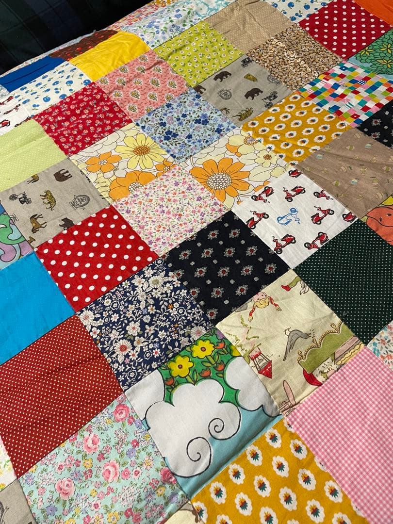 ハンドメイドカラフルパッチワークベッドカバー