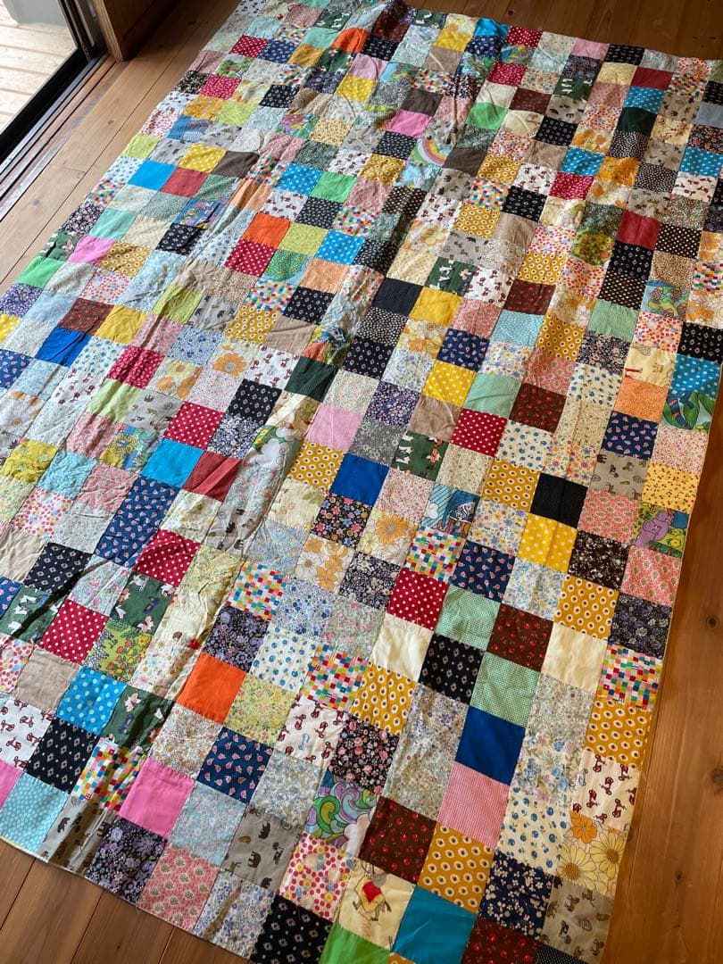 ハンドメイドカラフルパッチワークベッドカバー