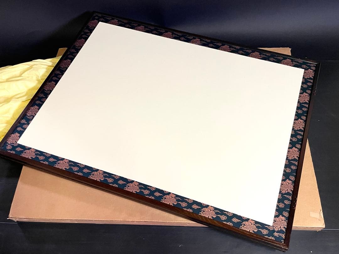 【美品】「母」 雲鵬 鳥の子 両面開き 風炉先屏風 総張 桑縁 紙箱（206④）