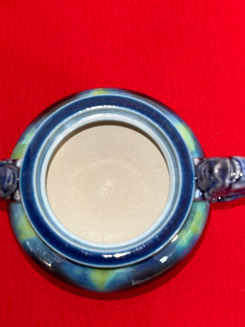 人間国宝 柳雨軒 三代 徳田八十吉(正彦銘)  碧明釉 香炉 管理T145