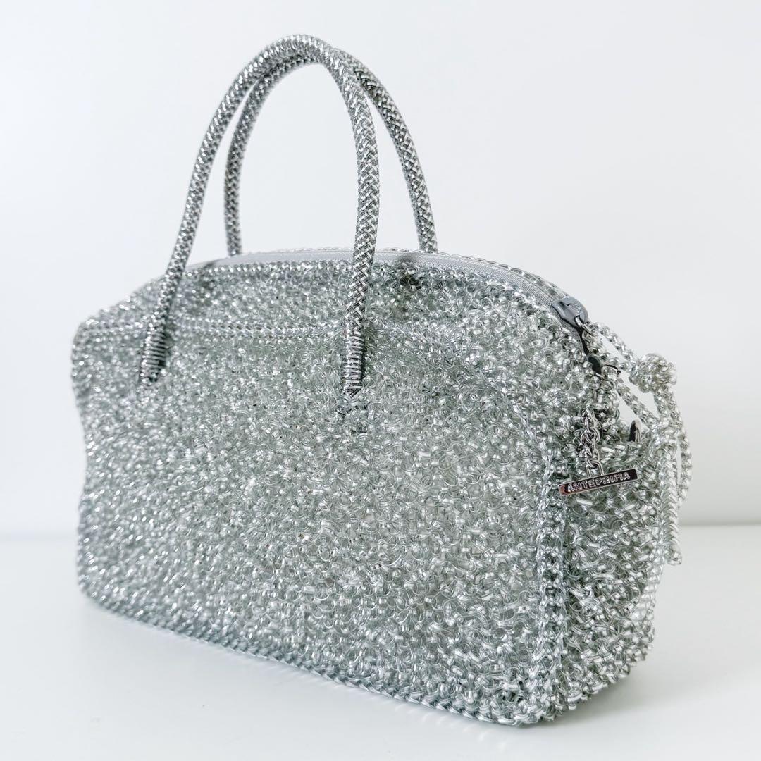 アンテプリマ ボクシー ミディアム ハンドバッグ シルバー　ワイヤーバッグ