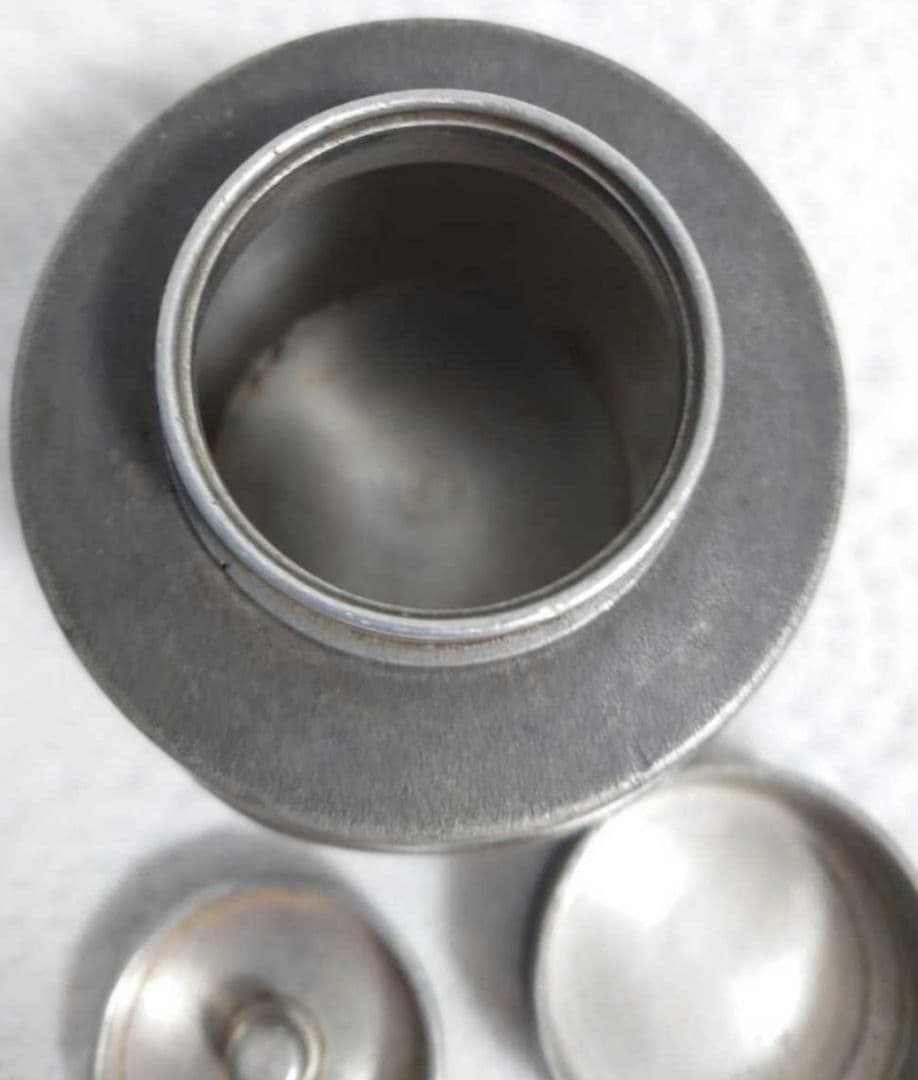 【即納】骨董 茶壷 間村自造 古錫製 梅花 茶入れ 茶道具 煎茶 茶筒 茶道