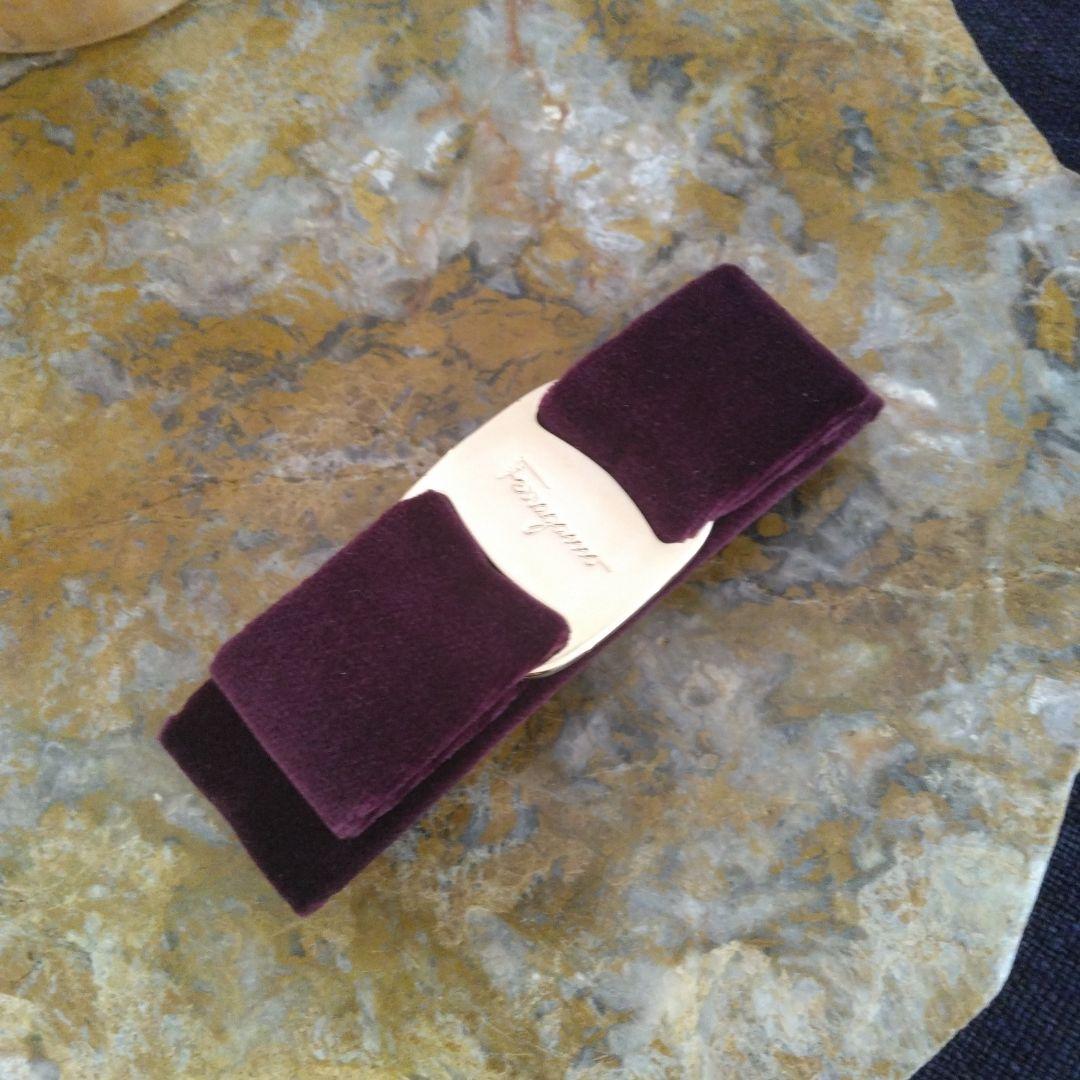 専用「レア」FERRAGAMO フェラガモ　ベロア　バレッタ　ボルドー