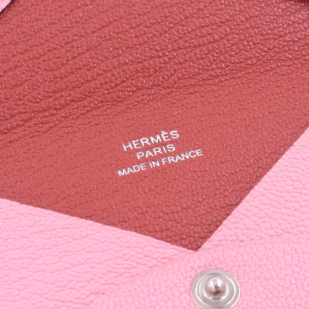 美品 Hermes エルメス カルヴィ ヴェルソ カードケース ピンク レッド