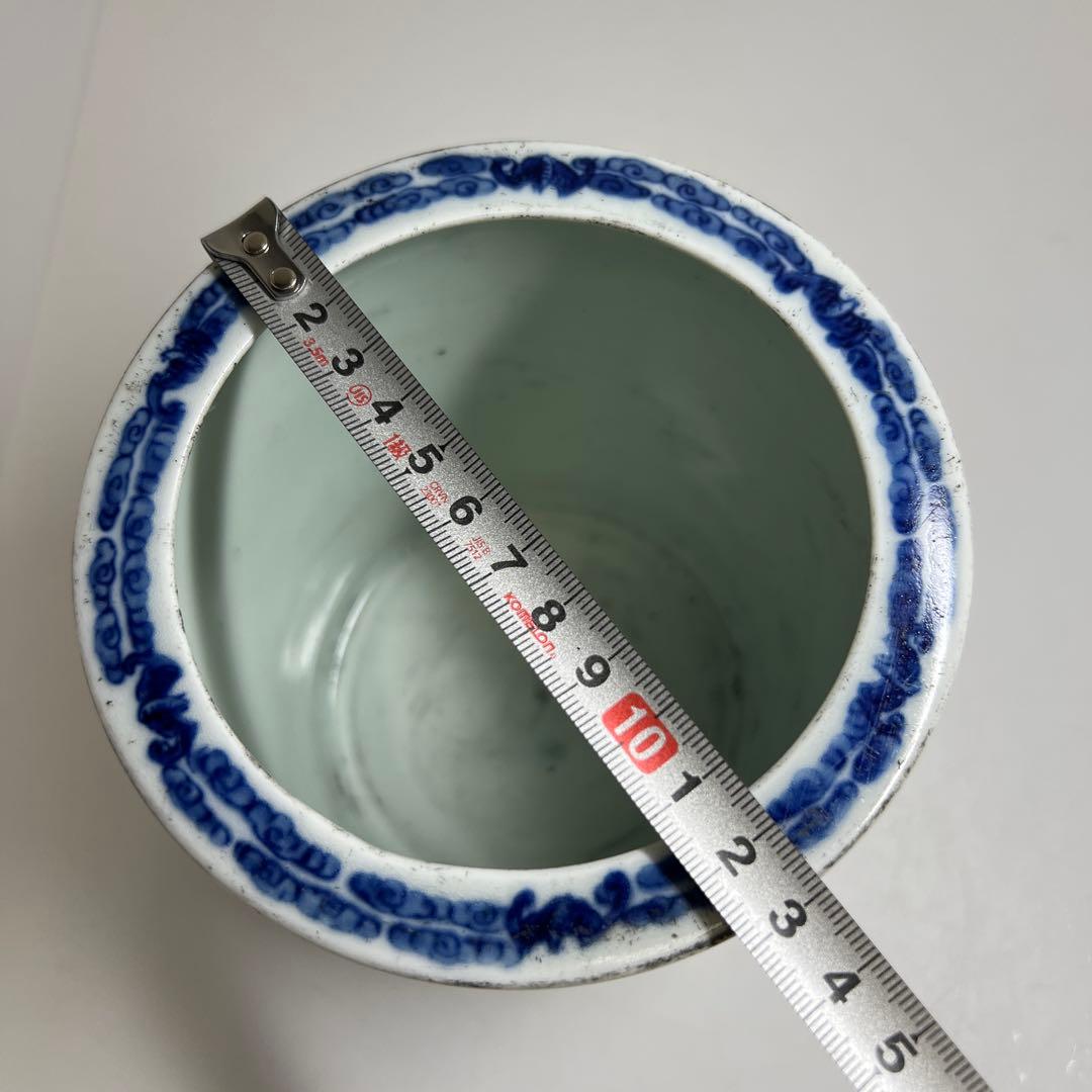 中国清時代　大清雍正年製　青花筆筒　高さ14㎝　東Y7-1003⭐︎2Fタサオ