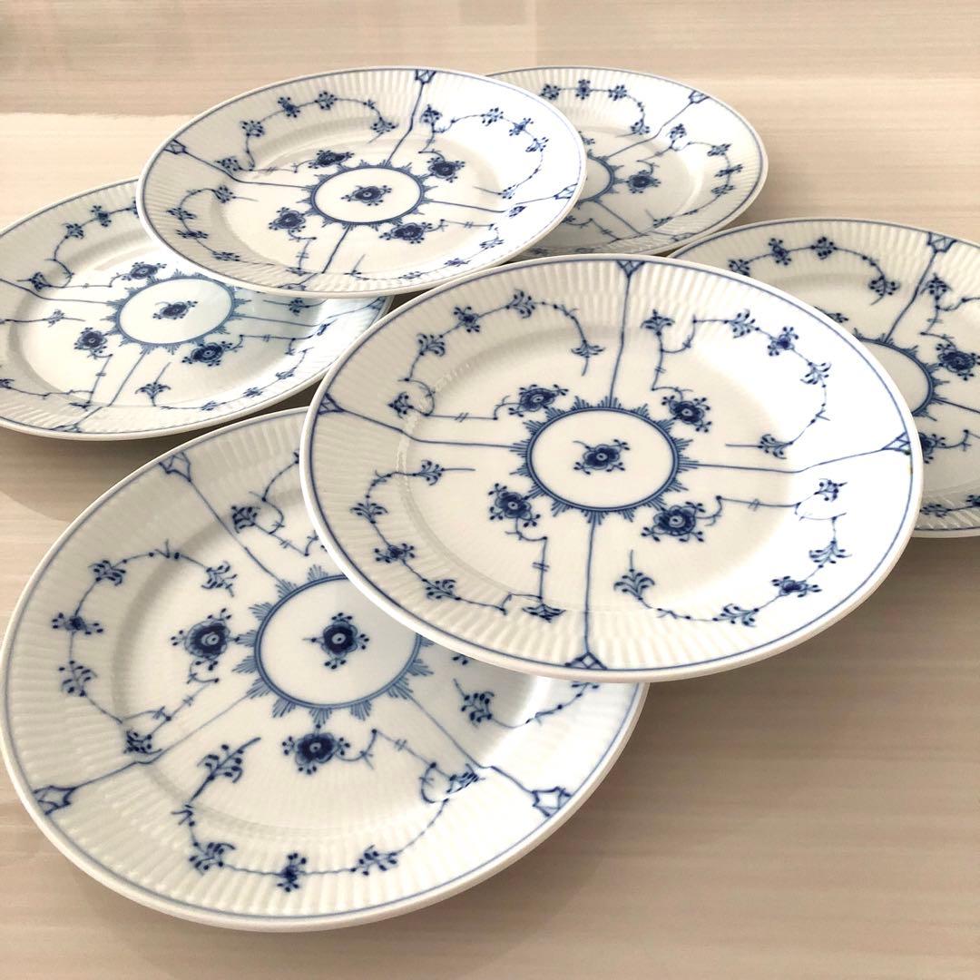 ロイヤルコペンハーゲン ブルーフルーテッド プレイン プレート 22cm×3枚