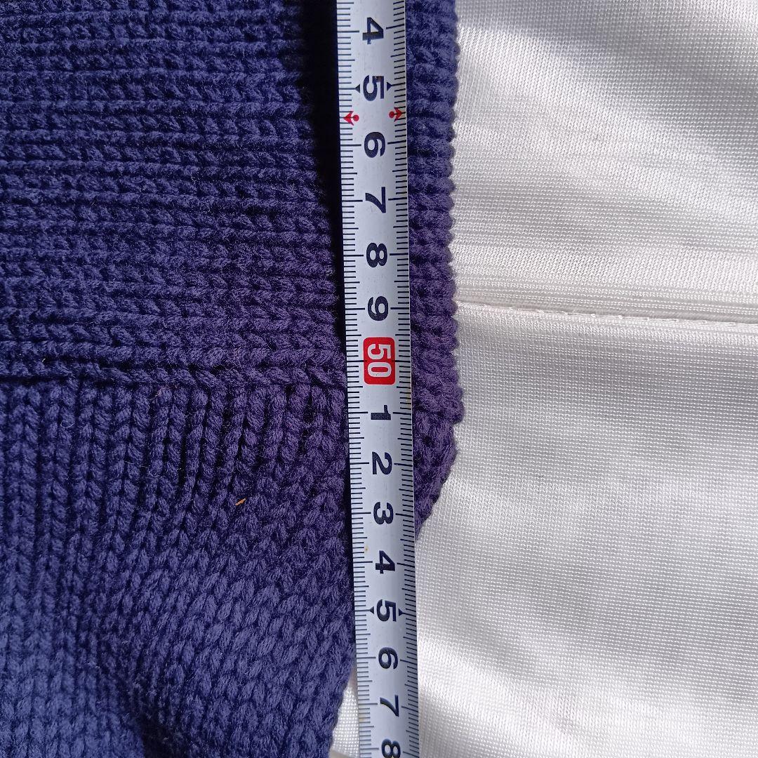 【希少・手編み】90s ポロ ラルフローレン 星条旗 コットン ニット L 紺