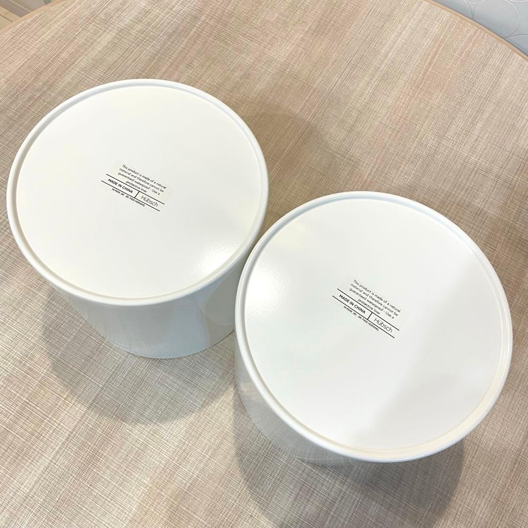 【未使用】Hubschヒュプシュ 鉢カバー プランタースタンド 白 φ25