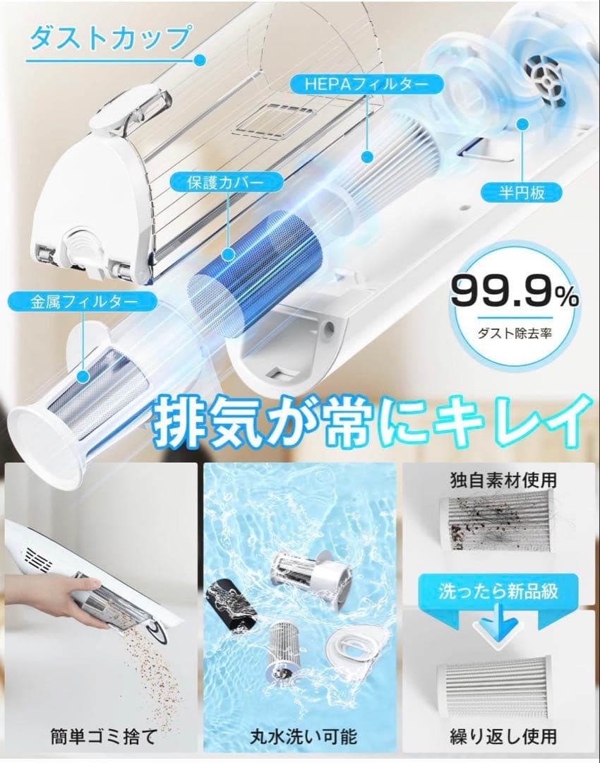 掃除機 コードレス　超強力吸引自立式　超軽量　連続稼働 スティック クリーナー