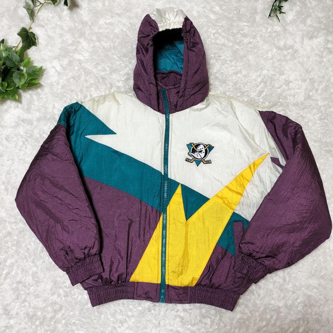 FANS NHLマイティーダックス中綿ナイロンジャケットパーカー　ヴィンテージ