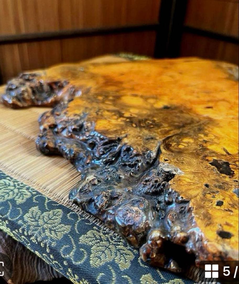 天然時代木 花梨 玉杢 瘤 花台 香台 盆栽台 平台 約42㎝