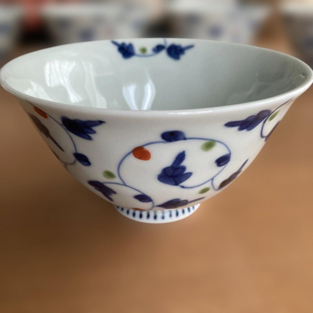 有田焼　そうた窯　染錦唐草つなぎ 茶碗　5客