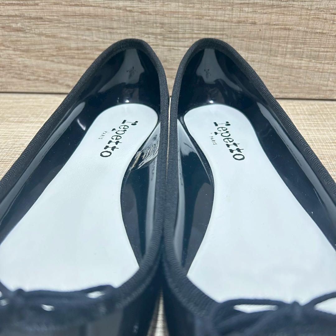 【箱付 極美品】repetto サンドリオン ブラック エナメル ゴム底 定番
