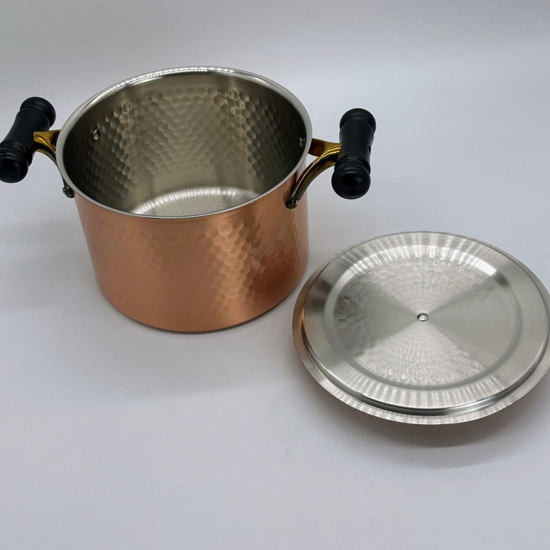 新品未使用 純銅 両手鍋 20cm 槌目加工 日本製 鍋