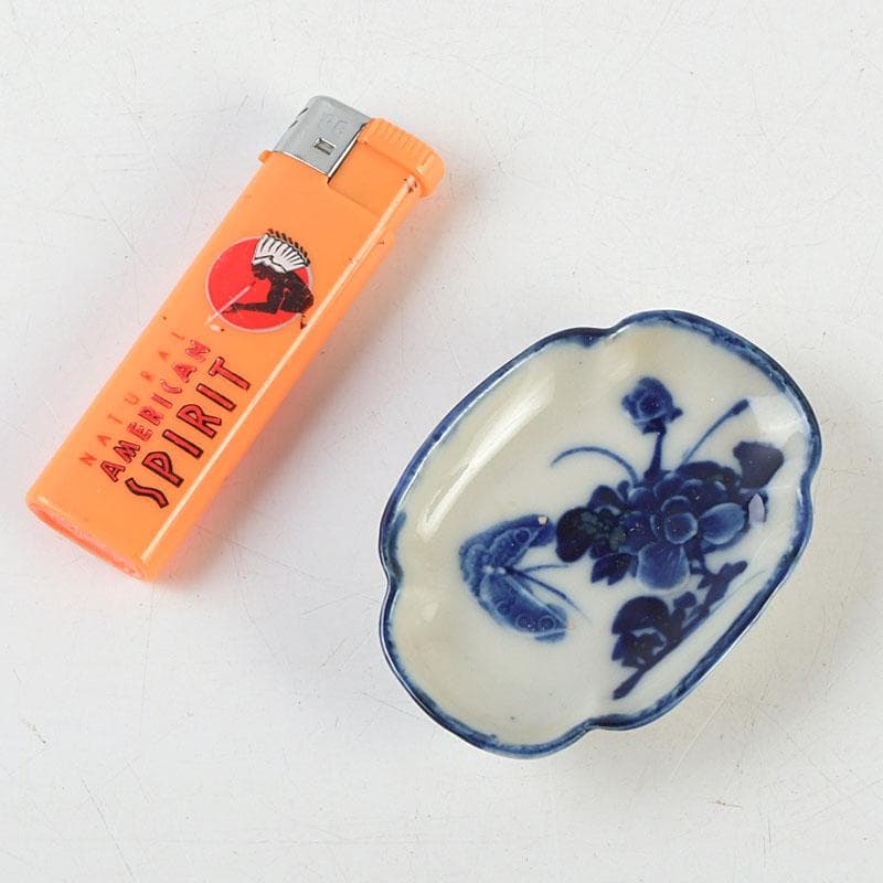 和食器　茶懐石　染付　花蝶文　手塩皿　六客　在銘　時代箱　V　9355