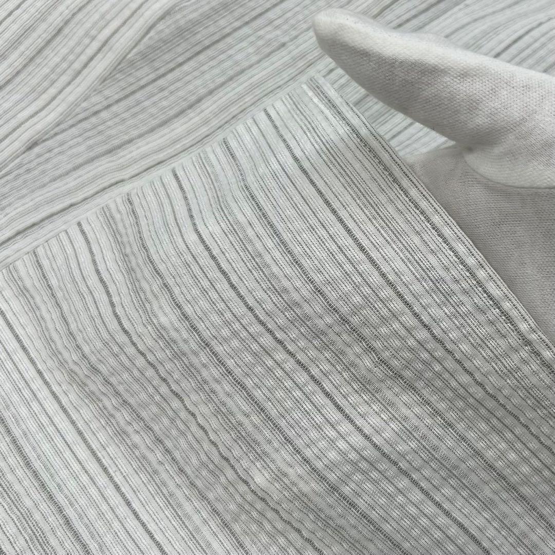 古典しじら織　浴衣　綿 粋な夏着物 縞柄　半幅帯　麻の葉　2点 0725③