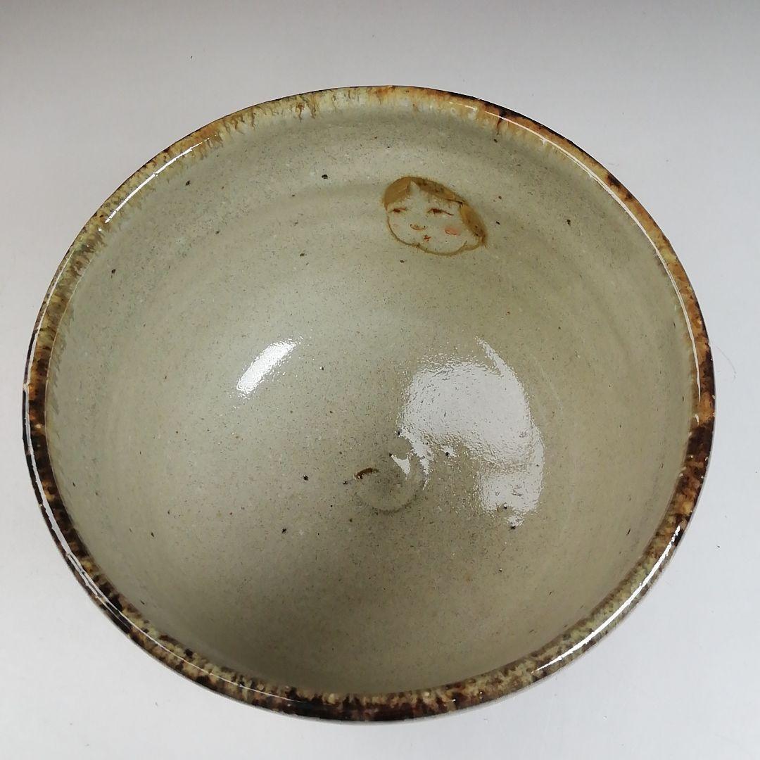 Ｗ１９　茶碗　『鬼高台　お多福絵』『中村秋峰 造』　共箱　抹茶碗　茶道具