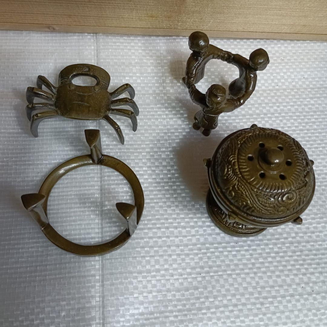 茶道具　七種の蓋置　昇雲造　銅製　木箱入り