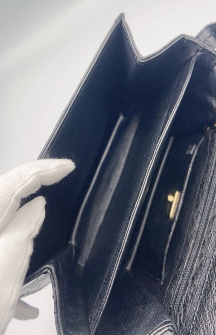 美品✨COMTESSE コンテス 2WEYショルダーバッグ　オーストリッチ　黒