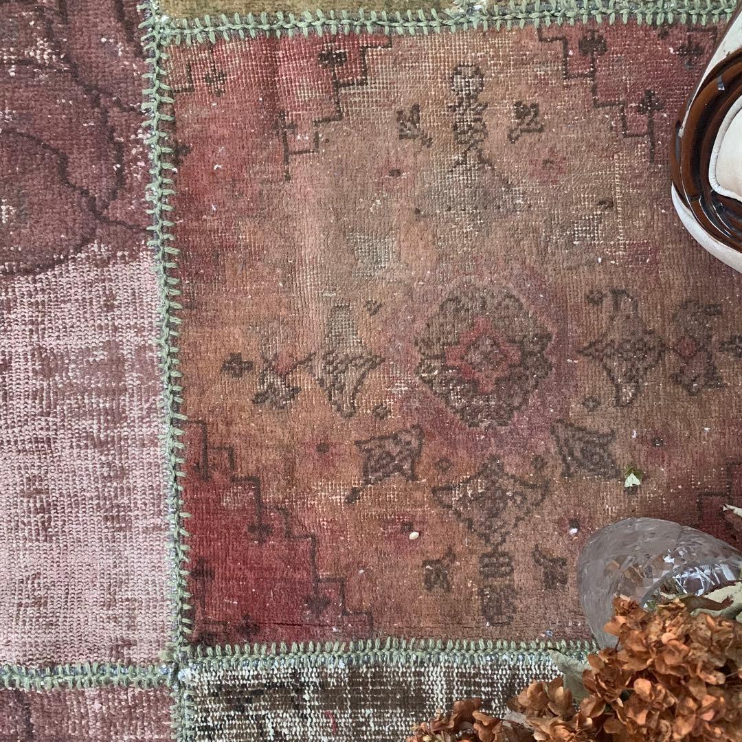 超超大判　288×144 トルコヴィンテージラグ　パッチワーク　アッシュカラー