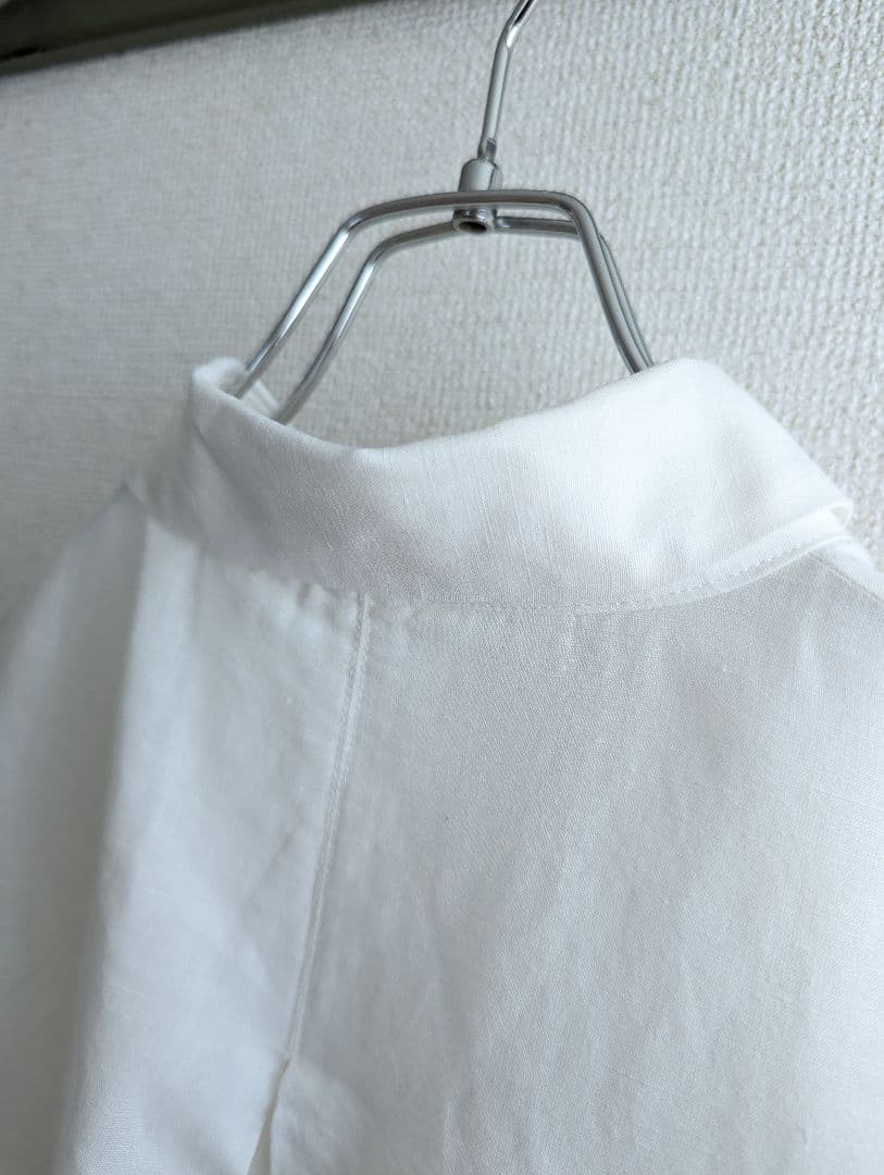 【美品】ENFOLD コクーン　スキッパーシャツ白チュニック　リネン混合