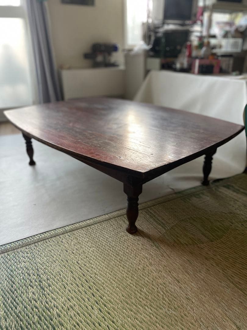 昭和の食卓 天然木 ちゃぶ台 長方形型 折りたたみ式 座卓 書斎 作業用テーブル