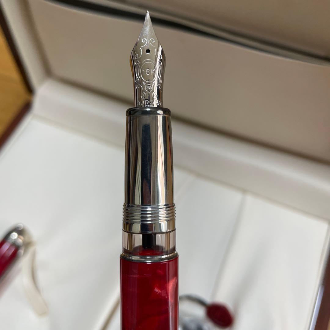 新品未使用 アウロラ AURORA 万年筆 85周年記念 レッド ペン先 F