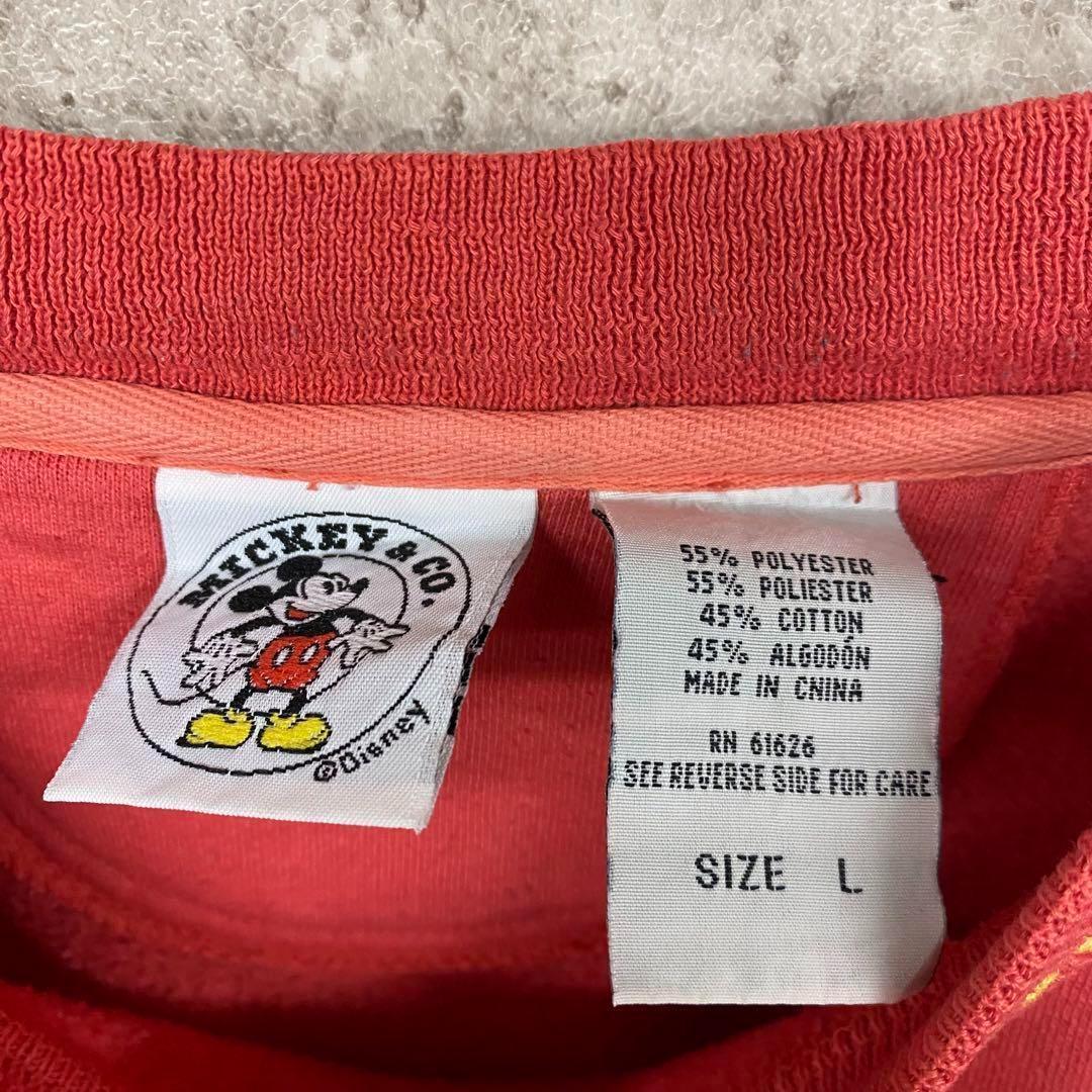 レア90s USA古着◯ディズニー ミッキー刺繍スウェットトレーナー メンズL