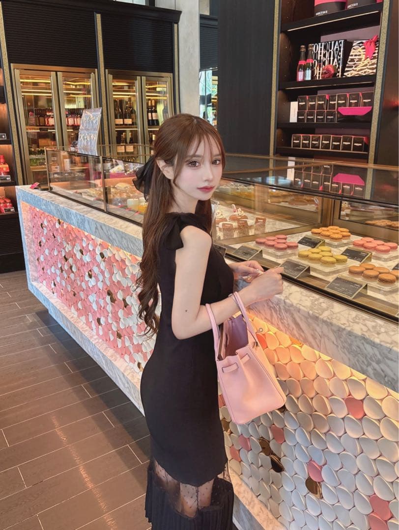 ルミニョン Lumignon dot sheer pleats long op