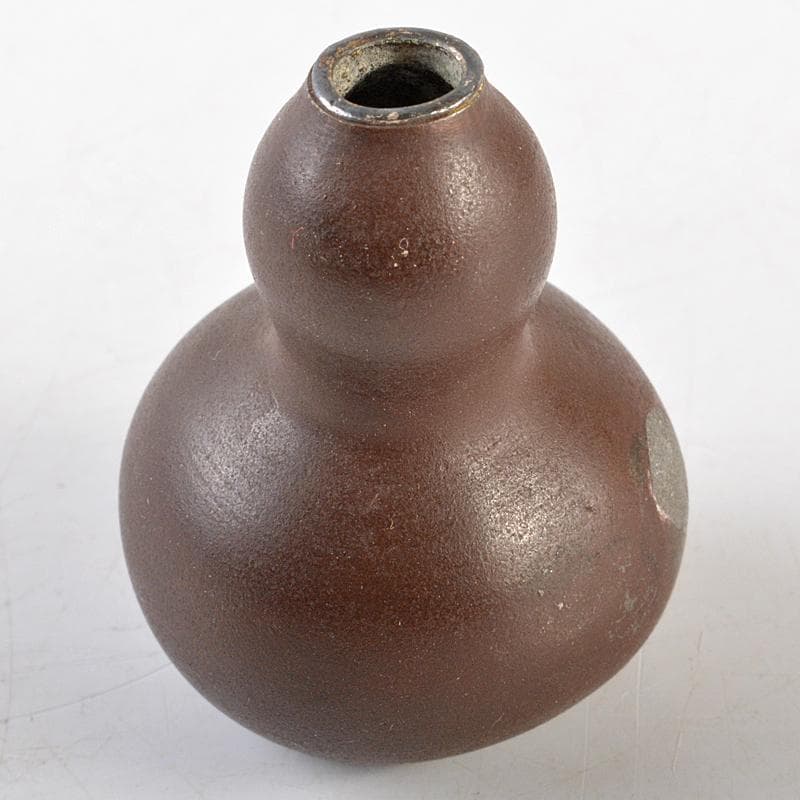 明治金工　古銅銀口　 葫蘆小瓶　線香炉　M　R5854