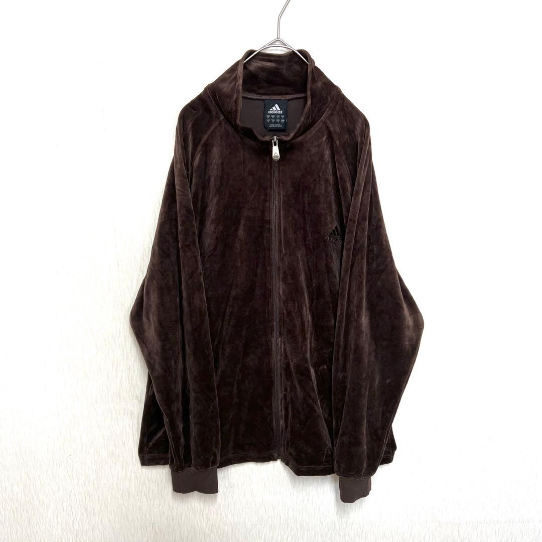 【人気のベロア‼️】adidas ジャージトラックジャケット O ブラウン 古着