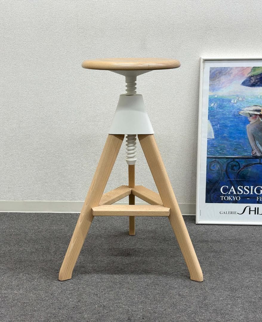 マジス■トム&ジェリー　足掛け＆昇降機能付　2脚セット　ハイカウンターチェア　白