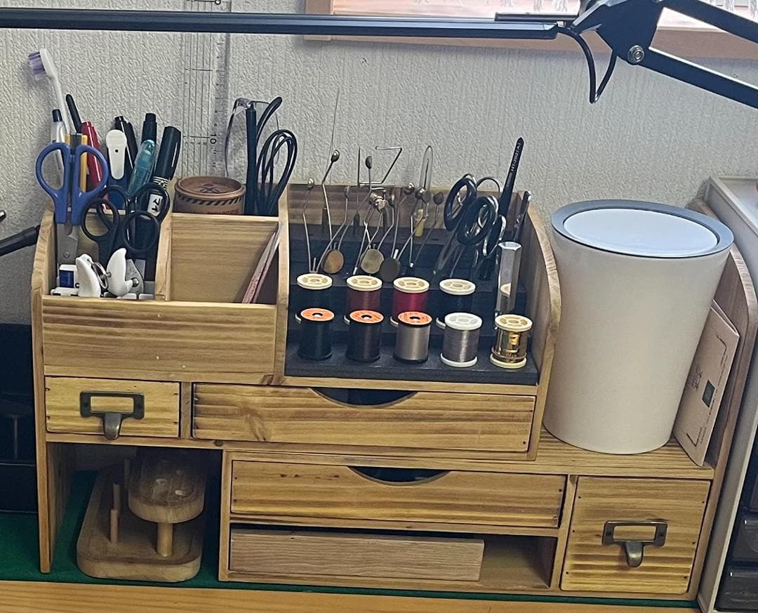 小物入れ 伸縮 自由自在 木製デスクオーガナイザー 卓上